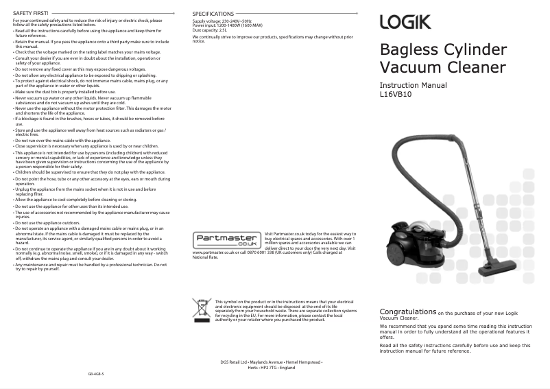 Página 1 del manual Manual de usuario Logik L16VB10