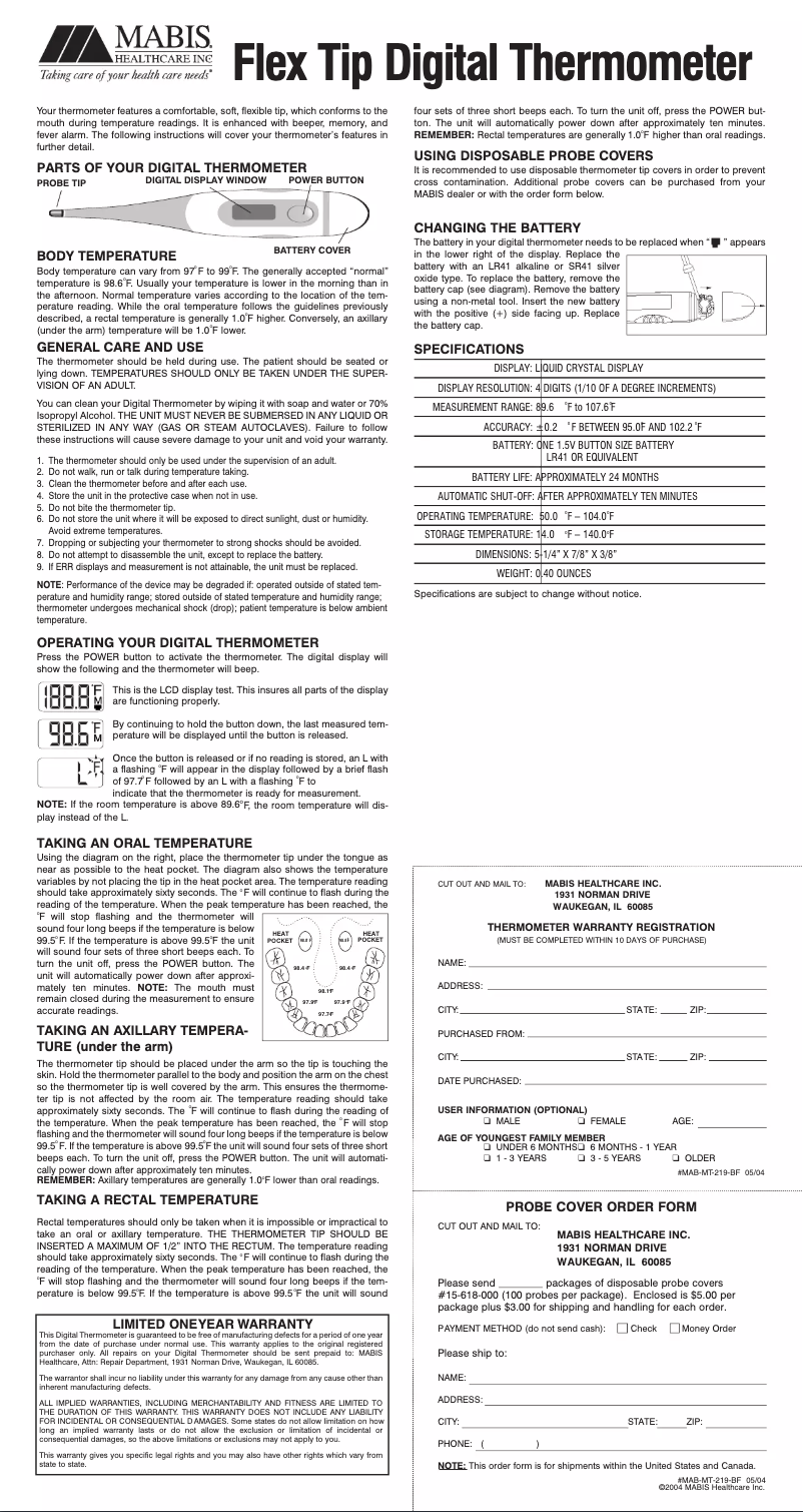 Imagen de la primera página del manual del dispositivo Flex Tip