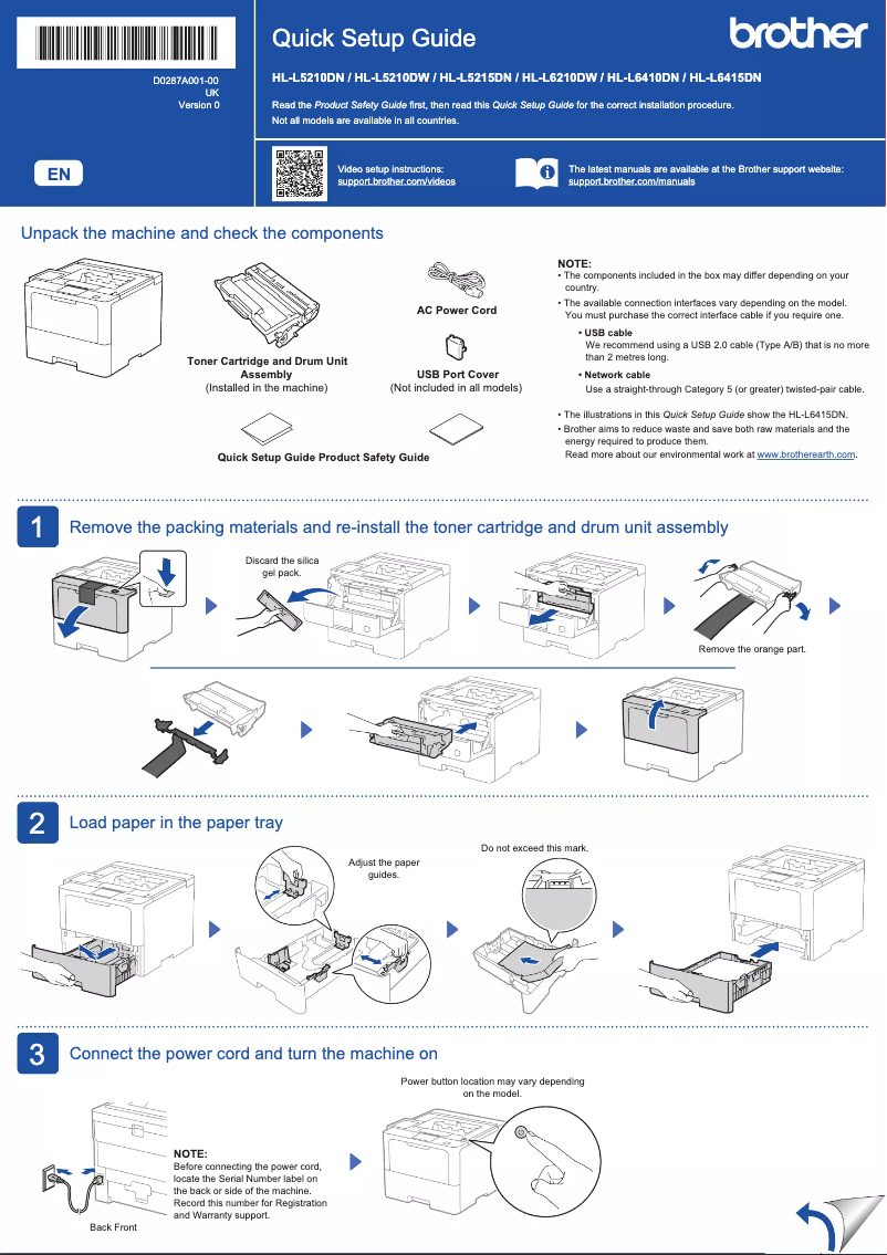 Imagen de la primera página del manual del dispositivo HL-L5215DN