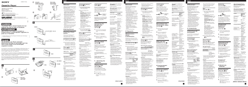 Página 1 del manual Manual de usuario Sony Walkman WM-EX662