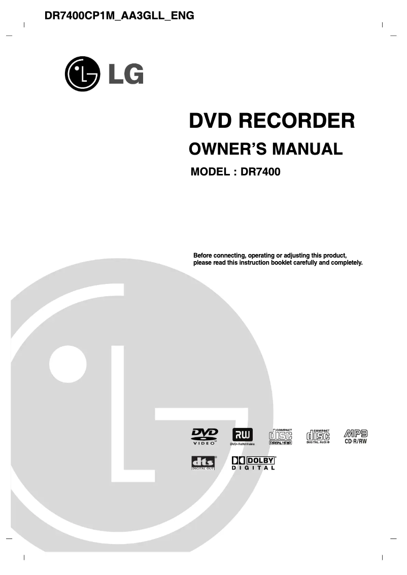Página 1 del manual Manual de usuario LG DR7400CP1M