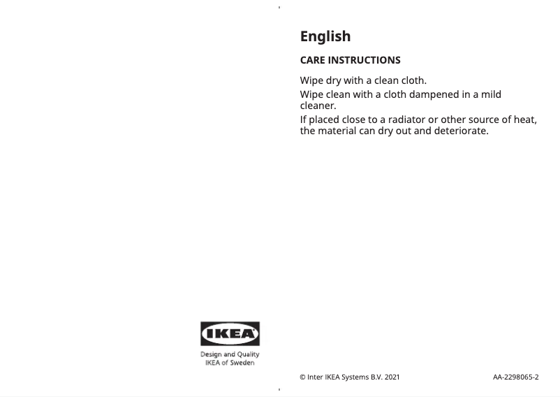 Página 1 del manual Manual de usuario Ikea BUSKBO 704.343.11