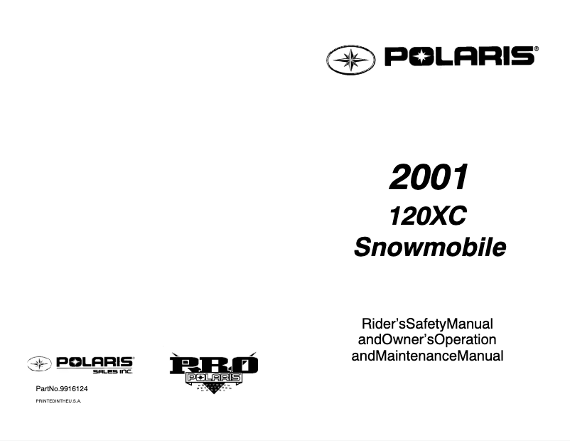 Página 1 del manual Manual de usuario Polaris Snowmobile 120XC (2001)