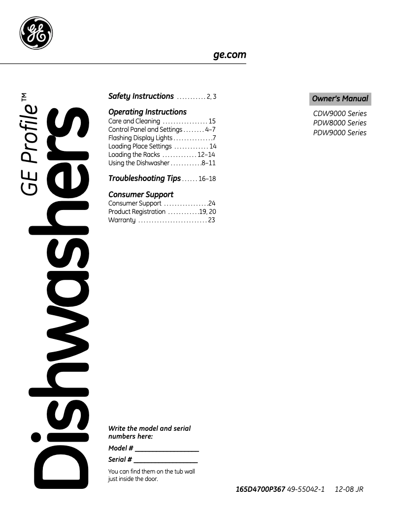 Imagen de la primera página del manual del dispositivo Profile PDW9800NWW