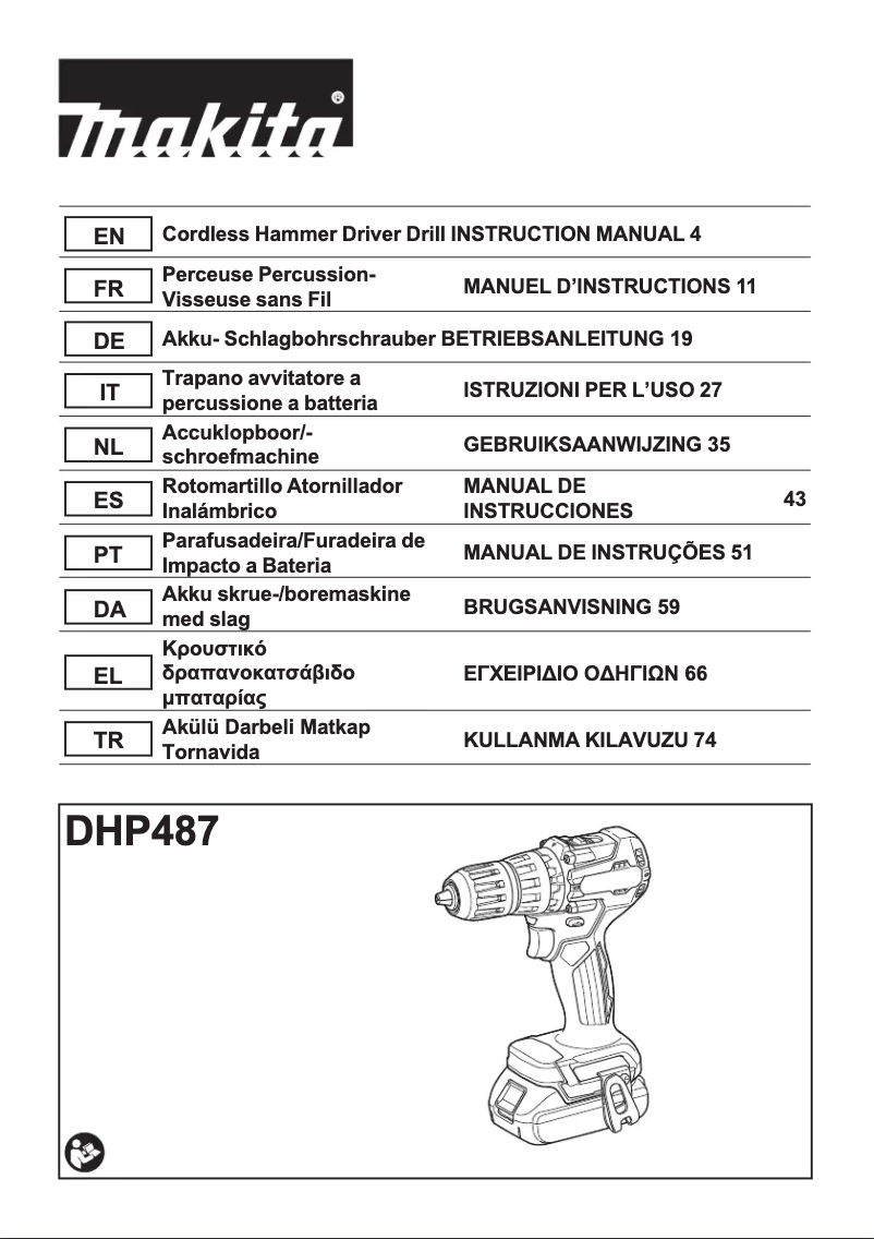 Página 1 del manual Manual de usuario Makita DHP487