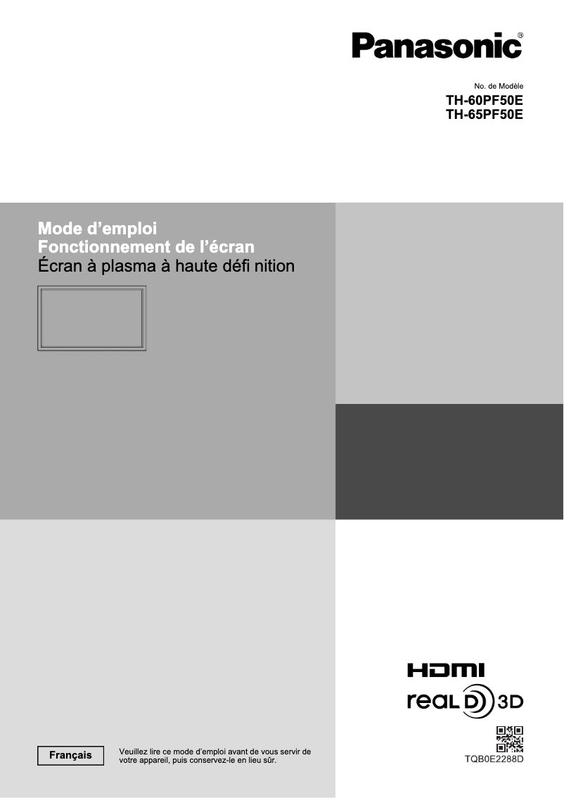 Página 1 del manual Manual de usuario Panasonic Viera TH-60PF50E