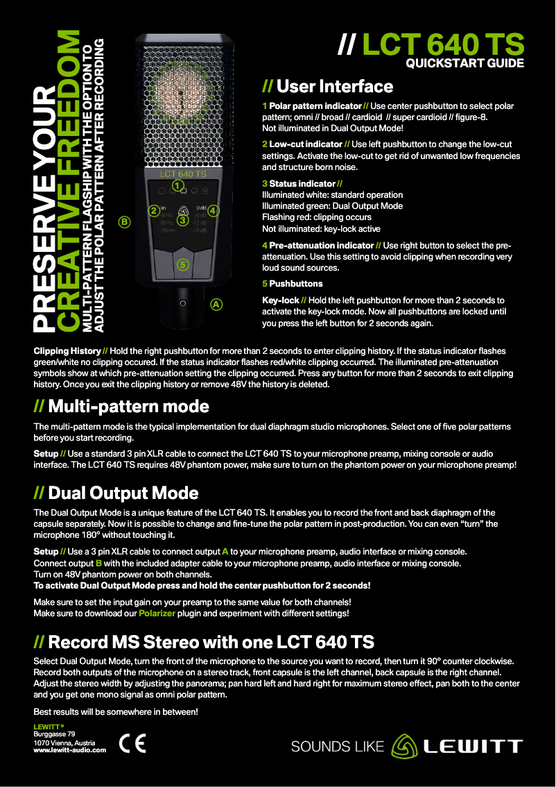Página 1 del manual Guía de inicio rápido Lewitt LCT 640 TS