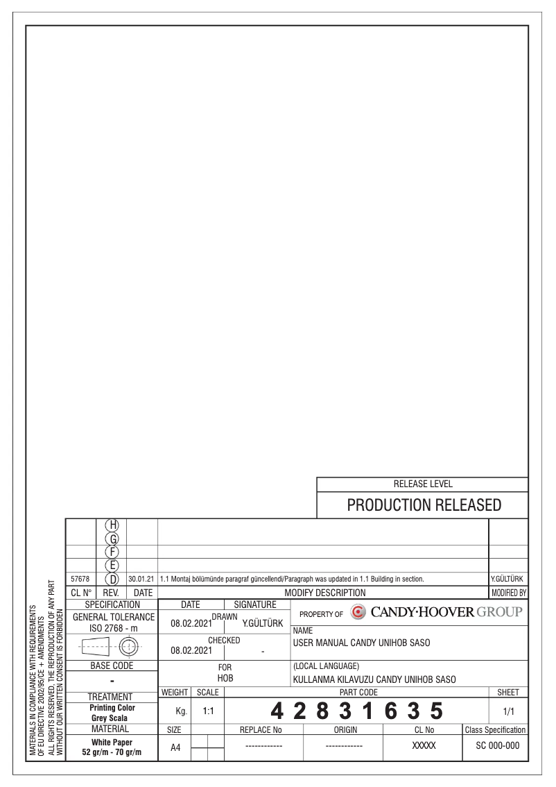 Página 1 del manual Manual de usuario Candy CHG6BRX SASO