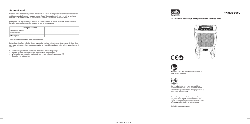 Imagen de la primera página del manual del dispositivo PXRDS-300U