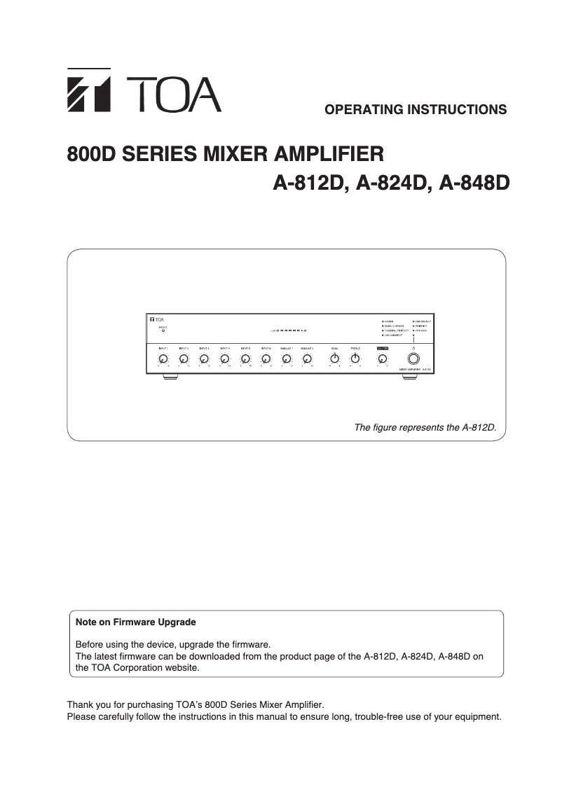 Página 1 del manual Manual de usuario TOA A-848D
