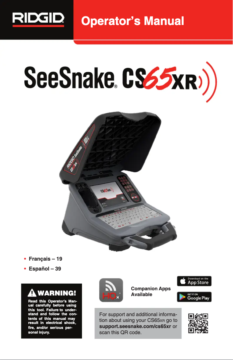 Página nº 1 - Manual de usuario Ridgid SeeSnake CS65XR