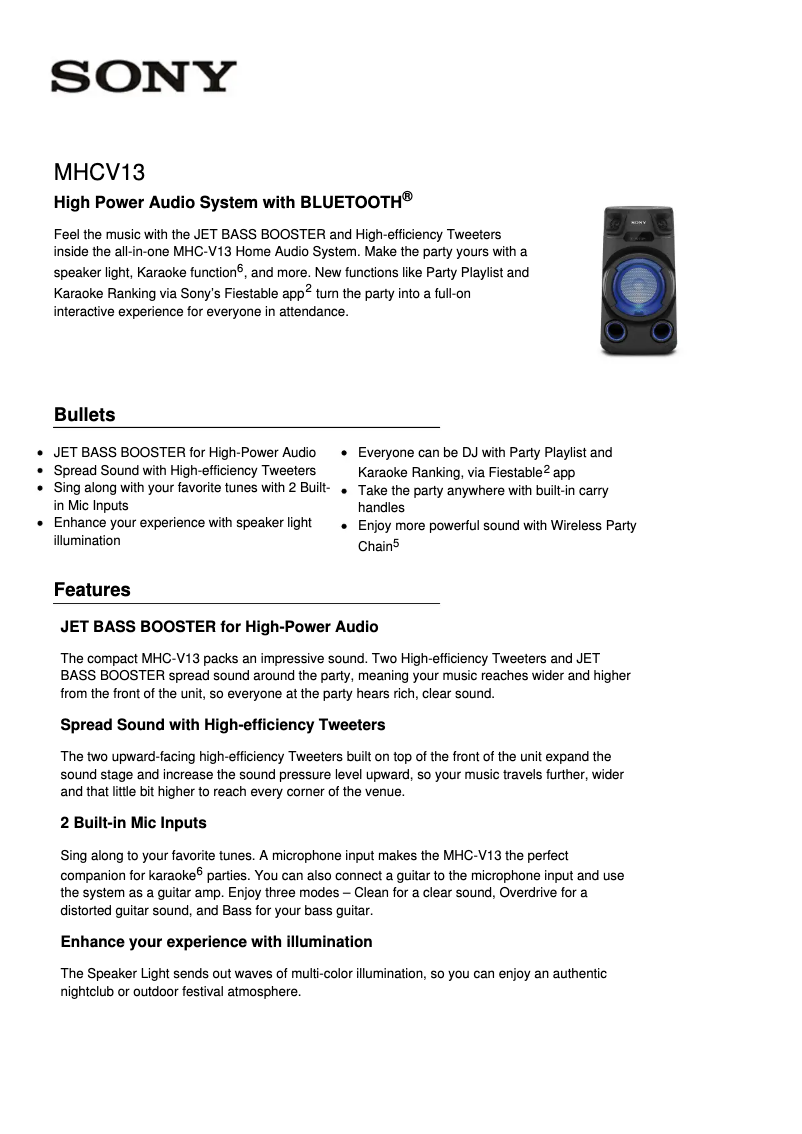 Imagen de la primera página del manual del dispositivo MHC-V13