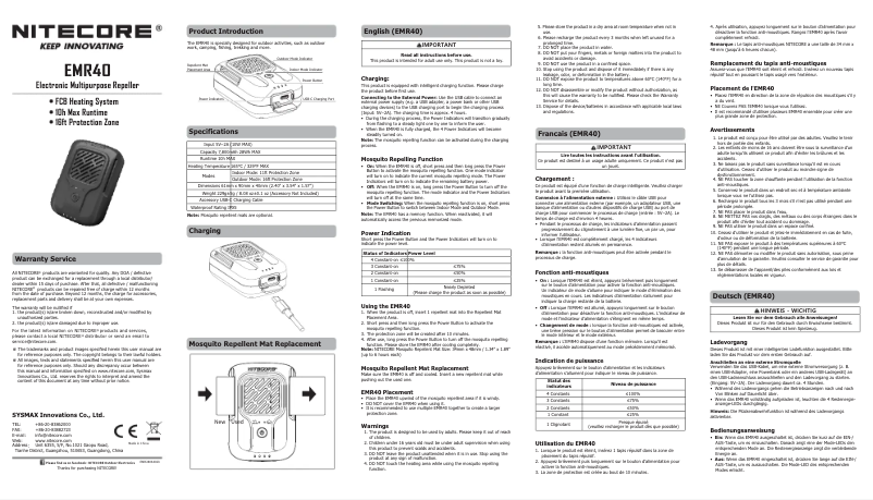 Página 1 del manual Manual de usuario Nitecore EMR40