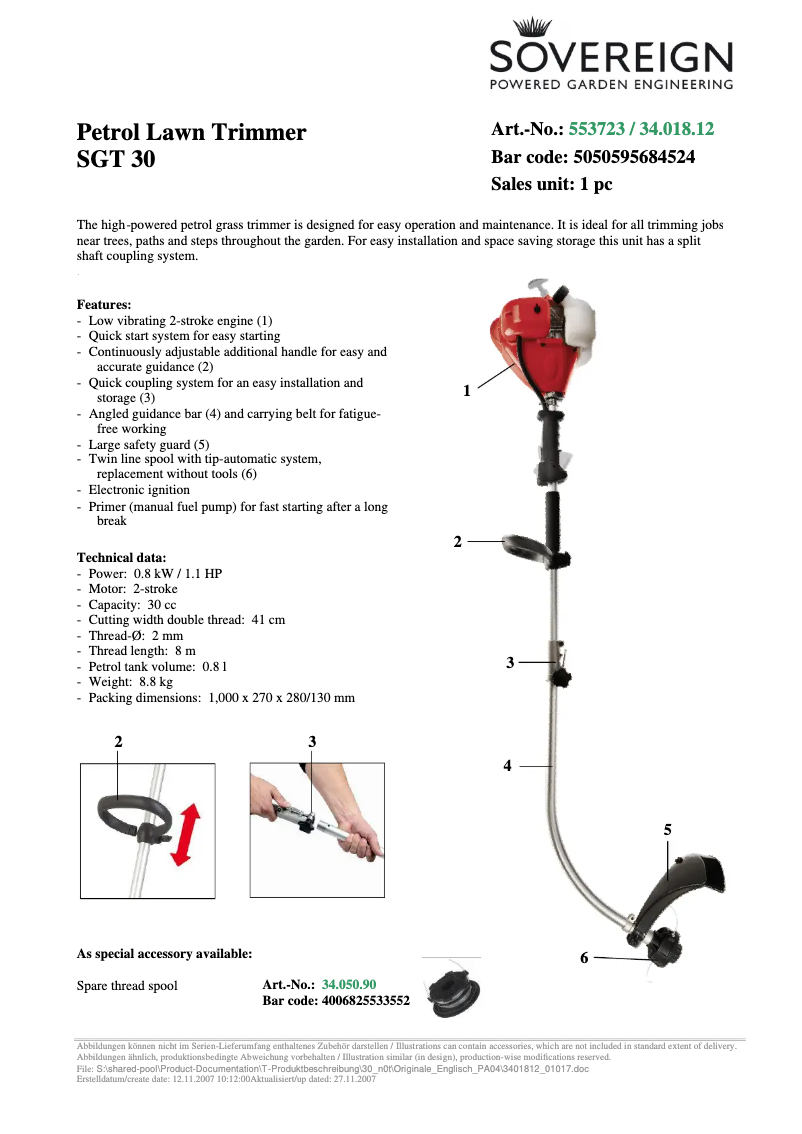 Imagen de la primera página del manual del dispositivo SGT 30