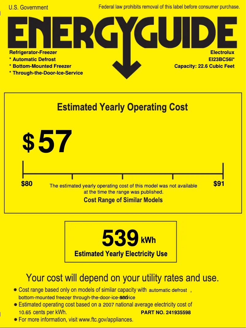Página 1 del manual Etiqueta energética Electrolux EI23BC56IS
