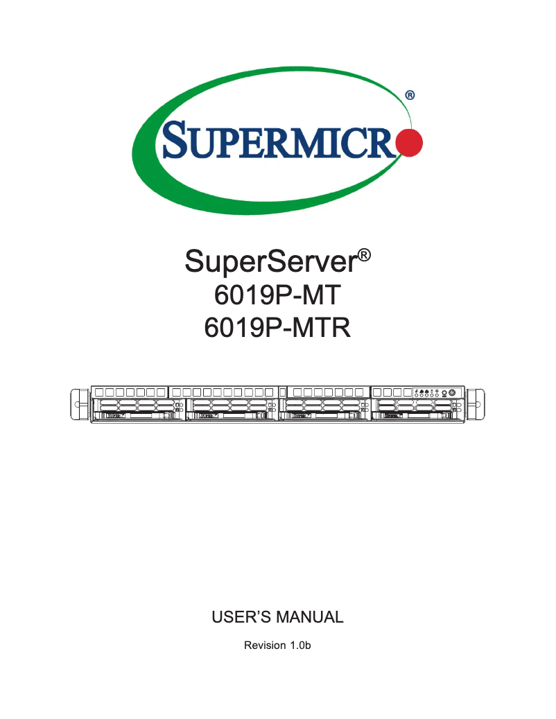 Imagen de la primera página del manual del dispositivo SuperServer 6019P-MTR