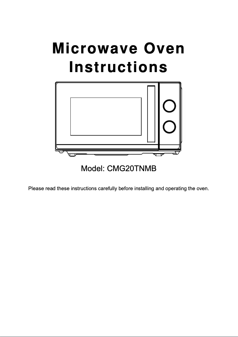 Imagen de la primera página del manual del dispositivo CMG20TNMB