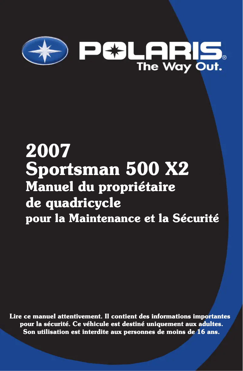 Imagen de la primera página del manual del dispositivo Sportsman 500 X2 Quadricycle (2007)