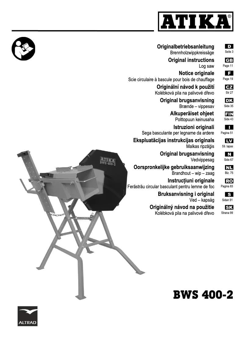 Imagen de la primera página del manual del dispositivo BWS 400-2