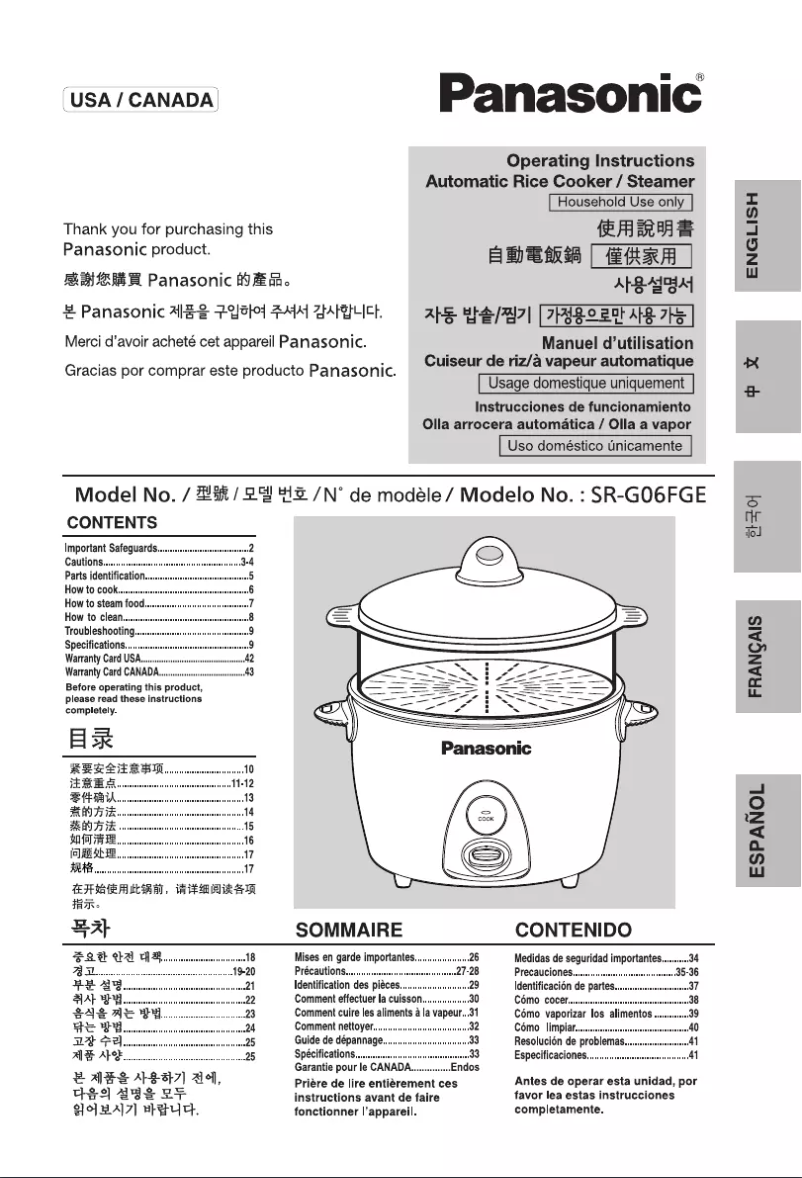 Página 1 del manual Manual de usuario Panasonic SR-G06FGE