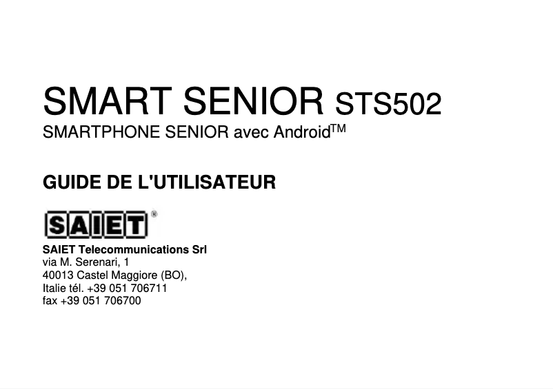 Imagen de la primera página del manual del dispositivo Smart Senior STS502