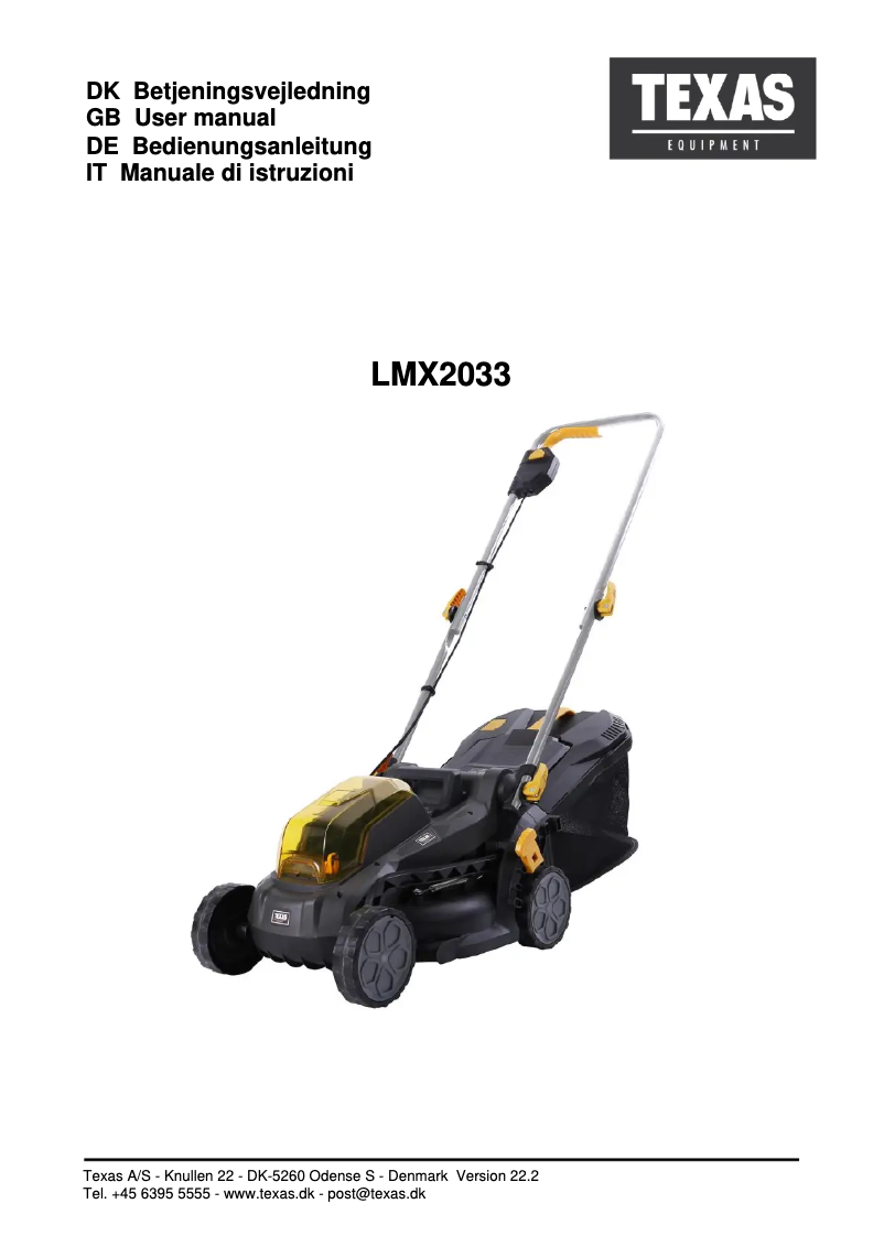 Imagen de la primera página del manual del dispositivo LMX2033