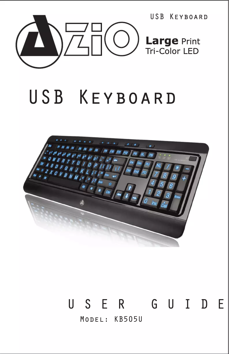 Imagen de la primera página del manual del dispositivo Large Print KB505U