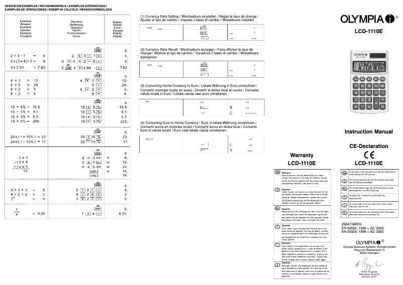 Página 1 del manual Manual de usuario Olympia LCD 1110 E