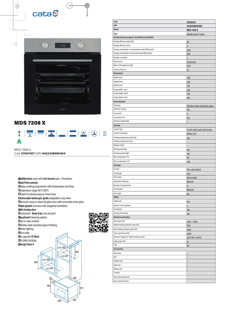 Página 1 del manual Ficha técnica CATA MDS 7208 X