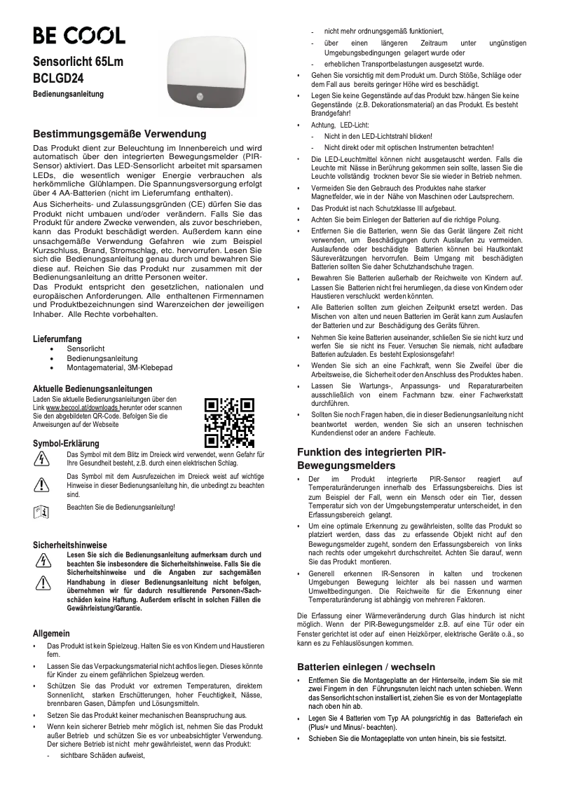 Página 1 del manual Manual de usuario Be Cool BCLGD24