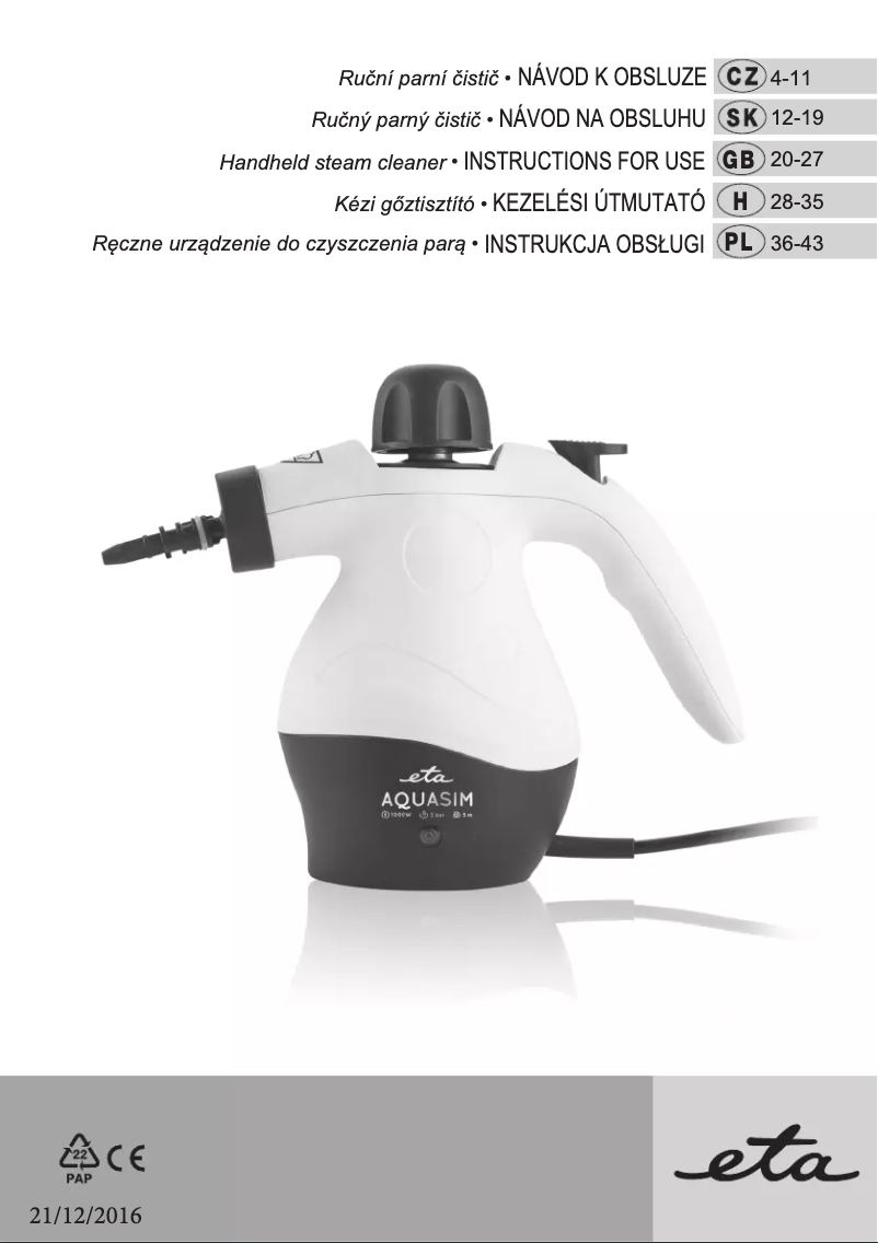 Página nº 1 - Manual de usuario Eta Aquasim 1263 90000