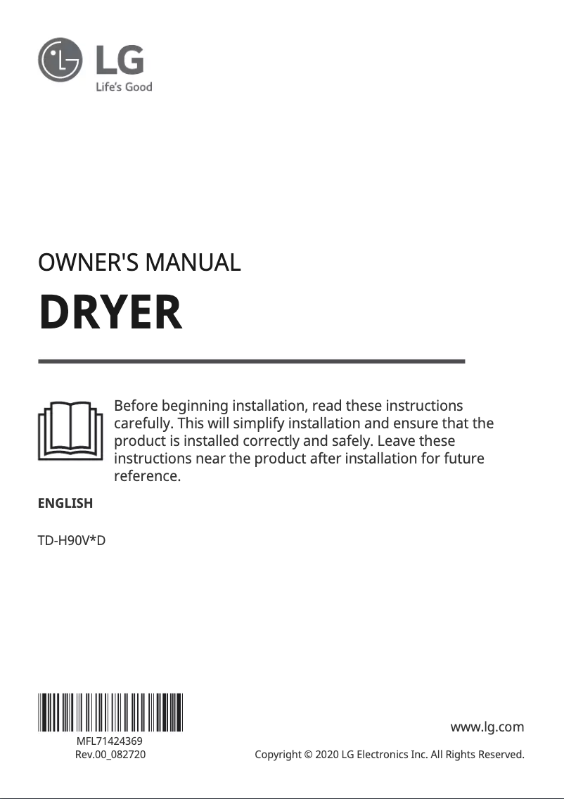 Imagen de la primera página del manual del dispositivo TD-H90VWD