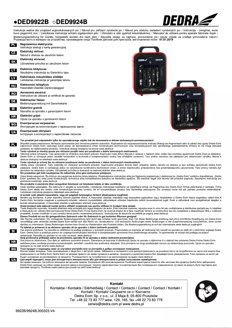 Imagen de la primera página del manual del dispositivo DED9922B