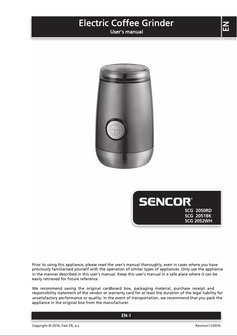 Imagen de la primera página del manual del dispositivo SCG 2050RD