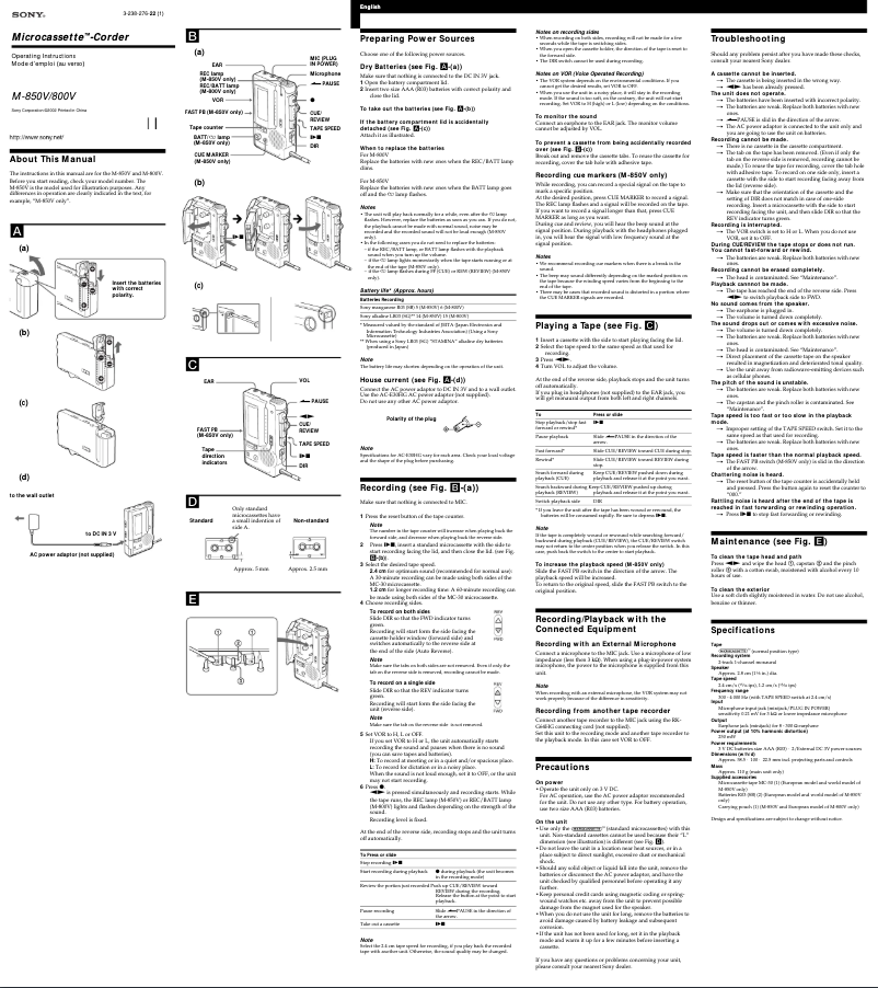 Imagen de la primera página del manual del dispositivo M-850V