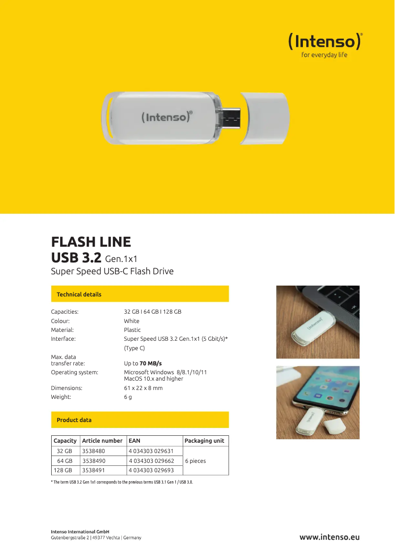 Página nº 1 - Manual de usuario Intenso Flash Line USB 3.2