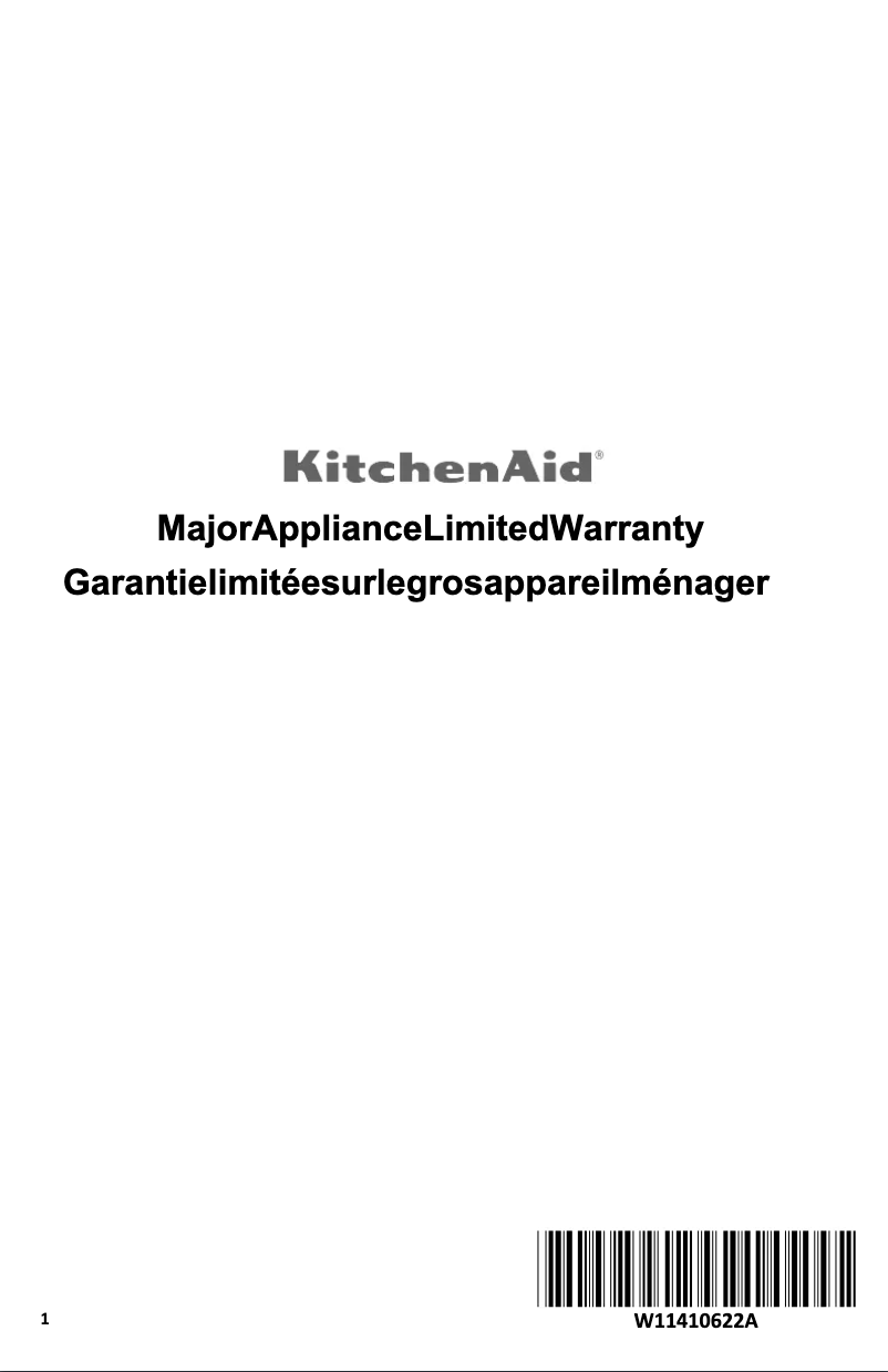 Página 1 del manual Información de garantía KitchenAid KMMF330PPS