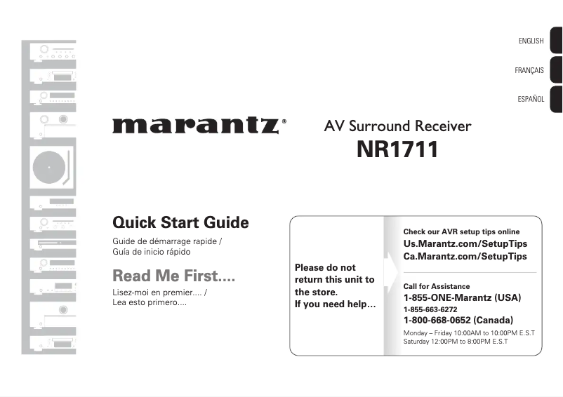 Página 1 del manual Guía de inicio rápido Marantz NR1711