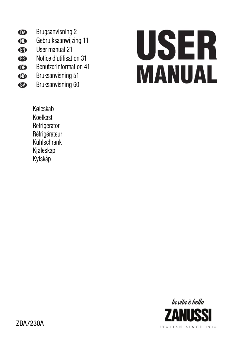 Página 1 del manual Manual de usuario Zanussi ZBA7230A