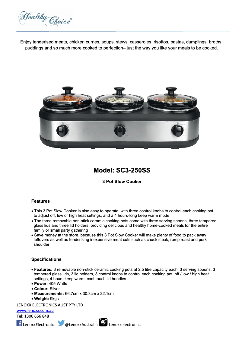 Página nº 1 - Ficha técnica Healthy Choice SC3-250SS