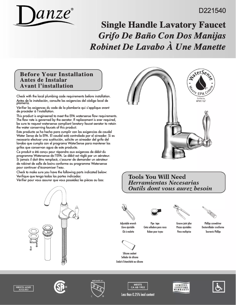 Imagen de la primera página del manual del dispositivo D221540