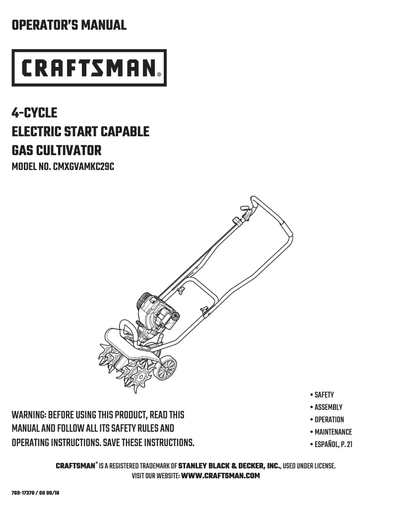 Página 1 del manual Manual de usuario Craftsman CMXGVAMKC29C