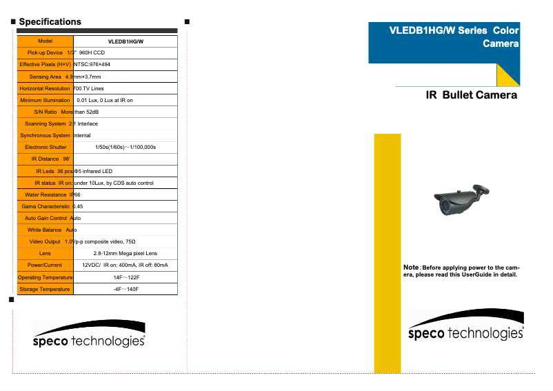 Página nº 1 - Manual de usuario Speco Technologies VLEDB1HW