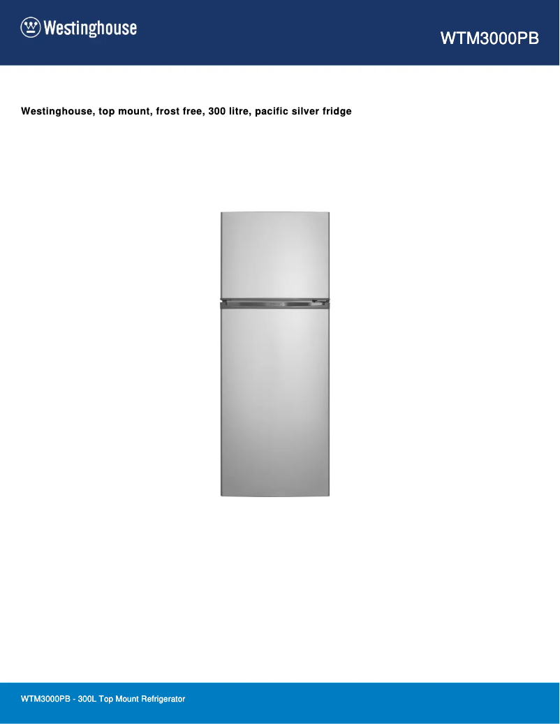 Página 1 del manual Ficha técnica Westinghouse WTM3000PB