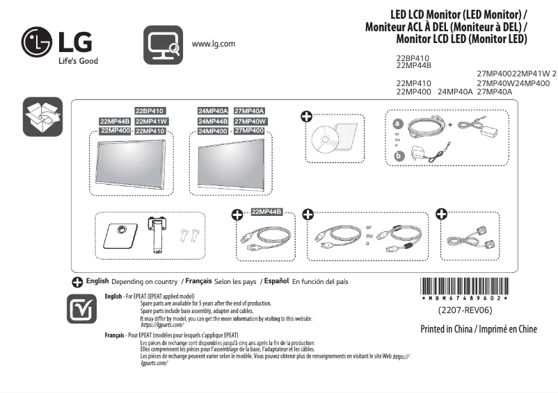 Imagen de la primera página del manual del dispositivo 27MP40W-B