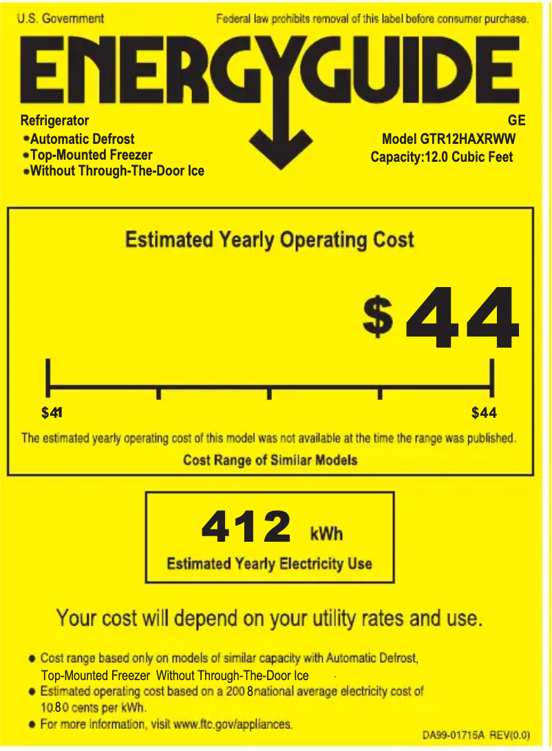 Imagen de la primera página del manual del dispositivo GTR12HAXRWW