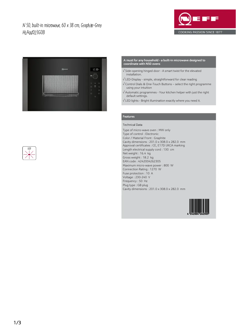 Página 1 del manual Ficha técnica Neff HLAWD23G0B