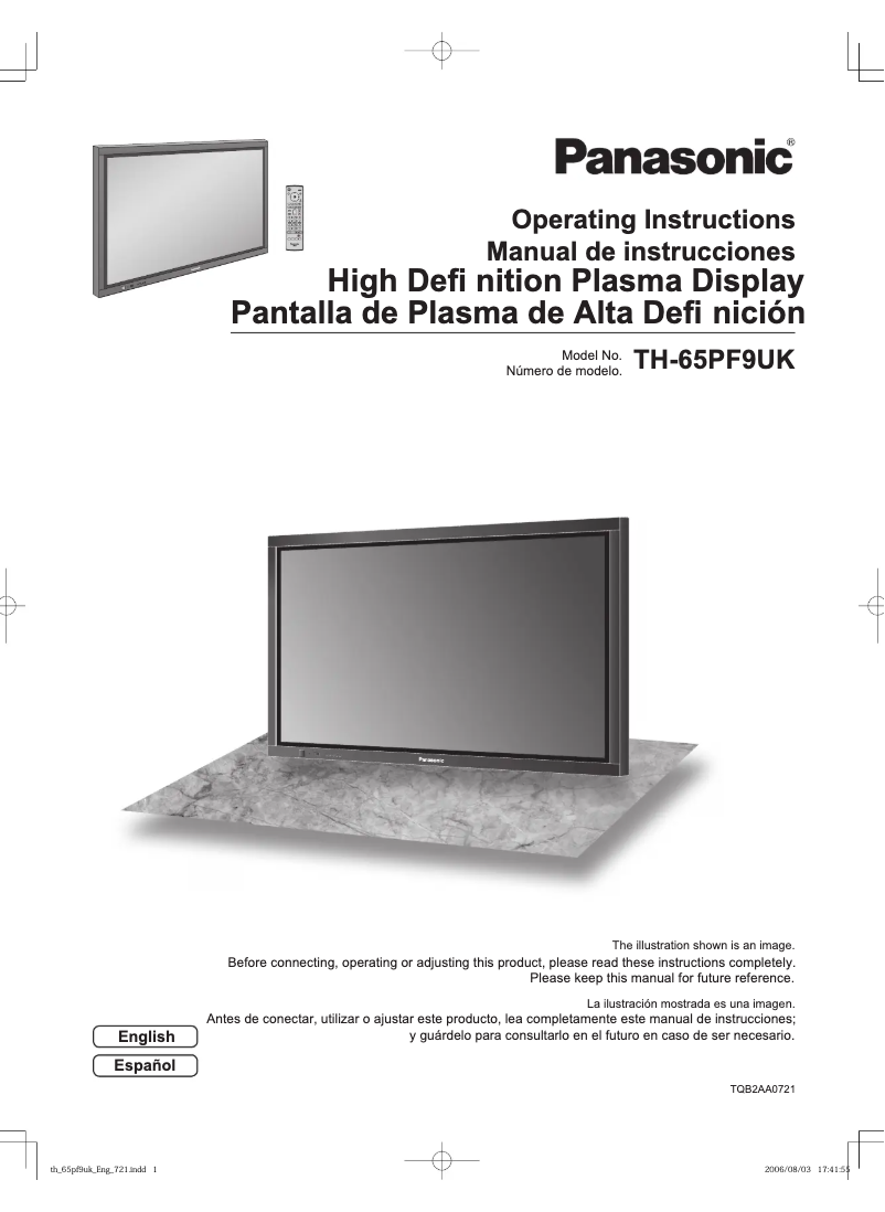 Imagen de la primera página del manual del dispositivo TH-65PF9UK