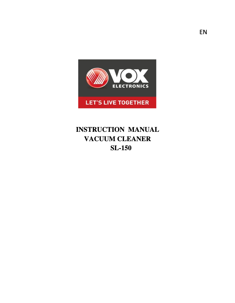 Página 1 del manual Manual de usuario VOX SL150