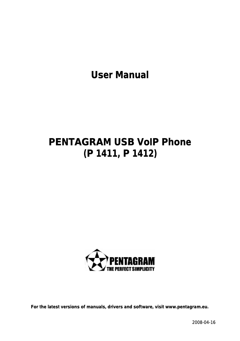 Página 1 del manual Manual de usuario Pentagram USB VoIP Phone P 1411